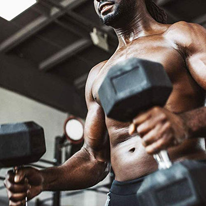 WF Athletic Supply Rubber Coated Hex Dumbbell Set, Multiple Choices Available - Dumbbells with Rack Stand and Mat, or Dumbbells Only (200/550/1200/2100/3000 LB)