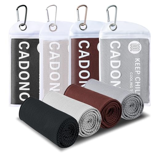 4 Pack Cooling Towel (40"x12"), Soft Breathable Chilly Towel, Ice Towel - color: Black/Grey/Deep Grey/Brown