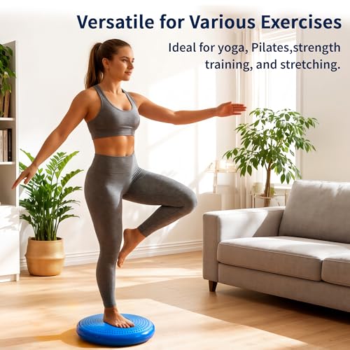 Wobble Cushion Balance Disc, Extra Thick Sensory Pad for Kids & Adults, Flexible Seating Core Strength Trainer for Posture Correction, Desk, Yoga & Stability Workout with Pump