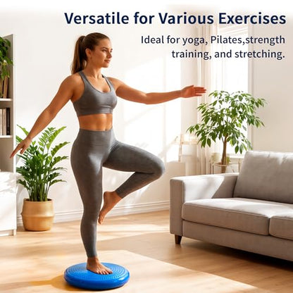 Wobble Cushion Balance Disc, Extra Thick Sensory Pad for Kids & Adults, Flexible Seating Core Strength Trainer for Posture Correction, Desk, Yoga & Stability Workout with Pump