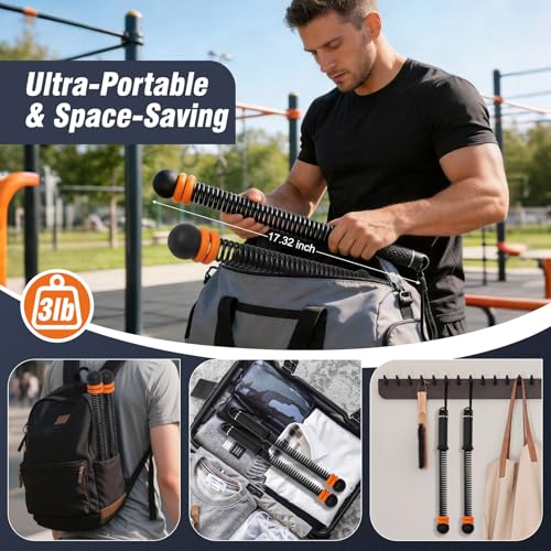 Adjustable Ropeless Battle Ropes, Weighted Cordless Battle Ropes for Home Gym, Quiet Non-Slip Exercise Ropes for Home Workout, Portable Battle Rope for HIIT Strength & Low-Impact Cardio