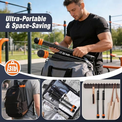 Adjustable Ropeless Battle Ropes, Weighted Cordless Battle Ropes for Home Gym, Quiet Non-Slip Exercise Ropes for Home Workout, Portable Battle Rope for HIIT Strength & Low-Impact Cardio
