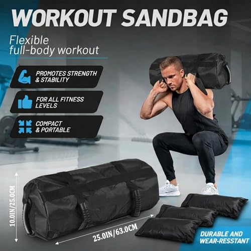Fitness Sandbag with Handles, Adjustable Weight Training Bag