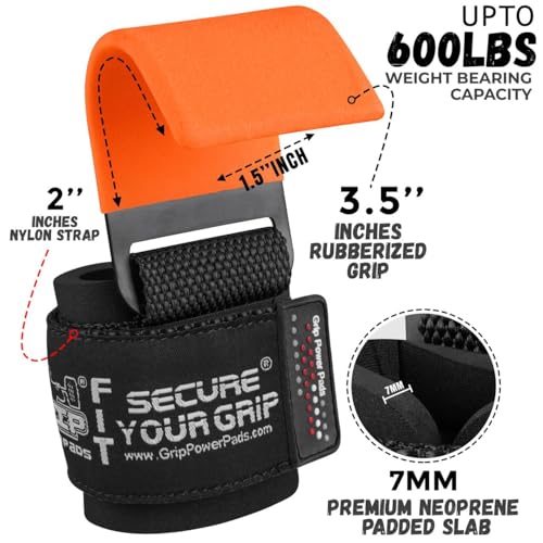 Weight Lifting Rod Hooks Heavy Duty Wrist Wraps Power Weight Lifting Training Gym Grips Straps Set of 2