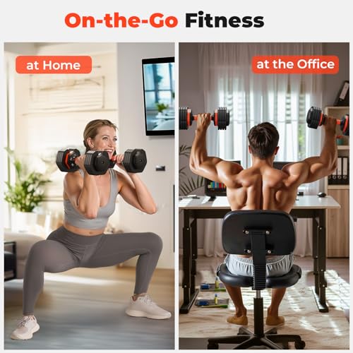 FLYBIRD Adjustable Dumbbell Set of 2, 110LB/50LB Weights Dumbbell Set for Home Gym Exercise & Fitness, Fast Change Weights with Anti-Slip Handle, Multiweight Options for Full Body Workout