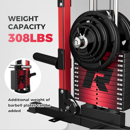 RitFit M1 Pro Smith Machine with Cable Crossover System, Multi-Function Squat Rack Power Cage for Home Gym, Power Rack and Packages - color: RED, size: M1 PRO (With Weight Stack)