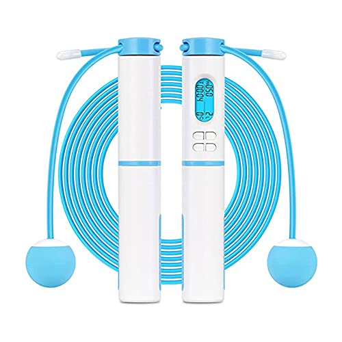 GTHTTT Adjustable Weighted Jump Rope Workout Cordless Jump Rope Speed Skipping Rope with Calorie Counter Digital Counting Suitable for Different Ages and Levels - color: Blue