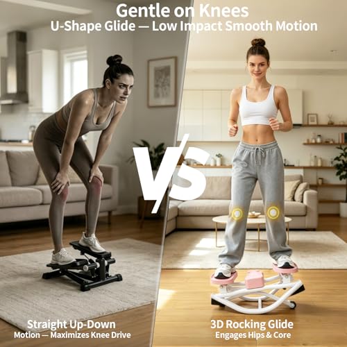 Rock Stepper, Side to Side Rock Stepper Exercise Machine, Low-Impact Balance Board with Digital Counter and Resistance Band, 330 LBS Weight Capacity for Full Body Workout Balance - color: Pink