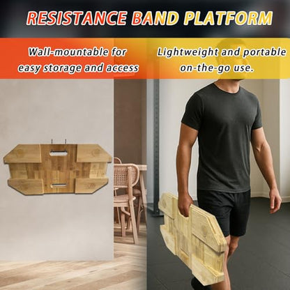 J Bryant Bamboo Resistance Band Workout Platform - Complete Set with Tube Bands, Handles, Bar & Loop Hooks for Full-Body Strength, Rehab, Mobility & Functional Training - style: Set A