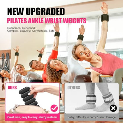 Wrist & Ankle Weights for Women, Wearable Strong Arm & Leg Weights Set of 2(1Lbs Each), Adjustable Ankle Weights for Walking, Yoga, Dance, Barre,Gym,Exercise,Pilates,Walking Running - color: Matte Black