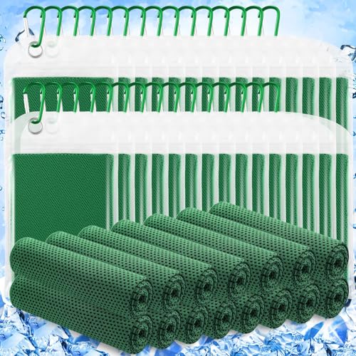 30 Pack Cooling Towels 40"x12" Cooling Neck Wraps Soft Breathable Chilly Towel Ice Towels Microfiber Workout Towel for Yoga Sport Running Workout Gym Camping Fitness Activities(Green) - color: Green