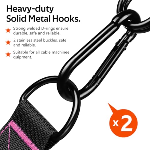 WALITO Exercise Handles, Replacement Cable Machine Attachments for Home Gym Equipment, Pulley System, Pilates, Resistance Bands, Strength Trainer, Heavy Duty Working Out Handles - color: Black-Pink