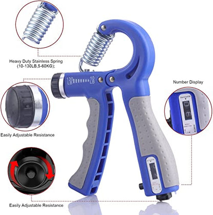 Hand Strengthener Grip 2 Pack, Hand Exercisers for Strength with Adjustable Resistance 10-130 Lbs,Hand Grip,Grip Strength Trainer for Muscle Building and Injury Recover