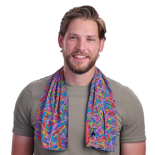 Dual Purpose Cooling Towel – UPF 30 Sun Protection, Chemical-Free Evaporative Cooling for Hot Weather, Sports, Workouts & Outdoor Activities - color: Golf Tees