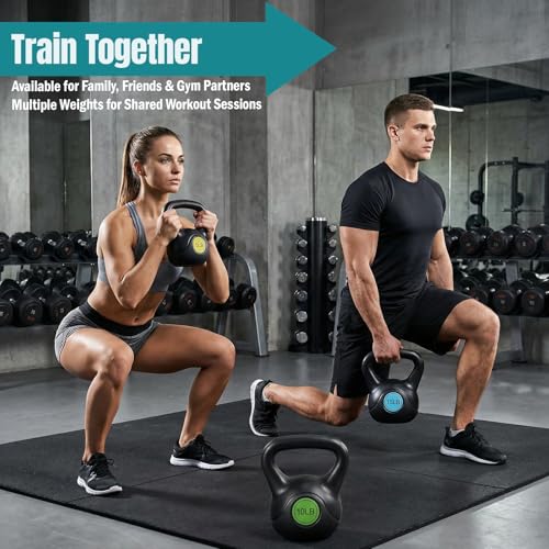 OLIXIS Hard Kettlebell Sets Strength Training KettleBells Weight Set | Coated Concrete Kettlebells, Wide Handle & Bottom, Weight Workout Exercise Equipment for Home Gym Outdoor