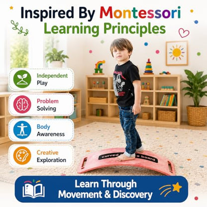 Sensory Balance Board for Kids – ADHD Focus, Calm & Motor Skill Development | Indoor Montessori Play | Durable Non-Wood Wobble Board