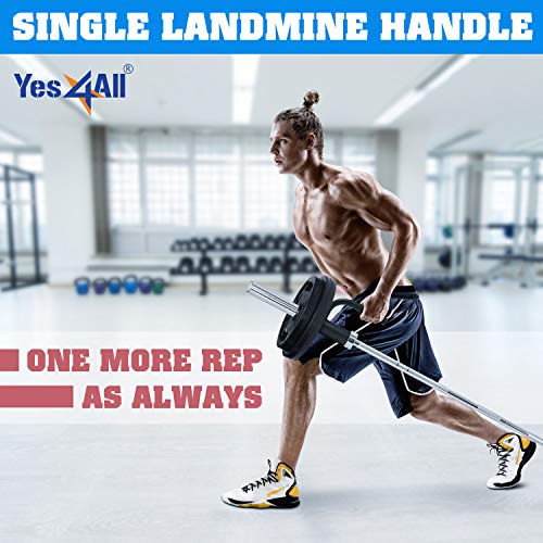 Yes4All Exercise Machine Adjustable T Bar Row Attachment, D Row Handle/Landmine Handle Attachment with Textured Rubber Handles - color: B. Black Single Landmine Handle