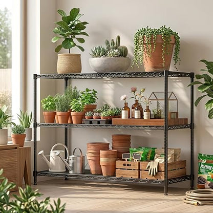 795LBS 3-Shelf Adjustable Storage Shelves 35.1" W x 14" D x 36" H Metal Shelving Unit Heavy Duty Wire Rack Small Organizer with Shelf Liners for Kitchen Pantry Bathroom Closet Garage Black - size: 35.1" W x 14" D x 36" H-3 Tier