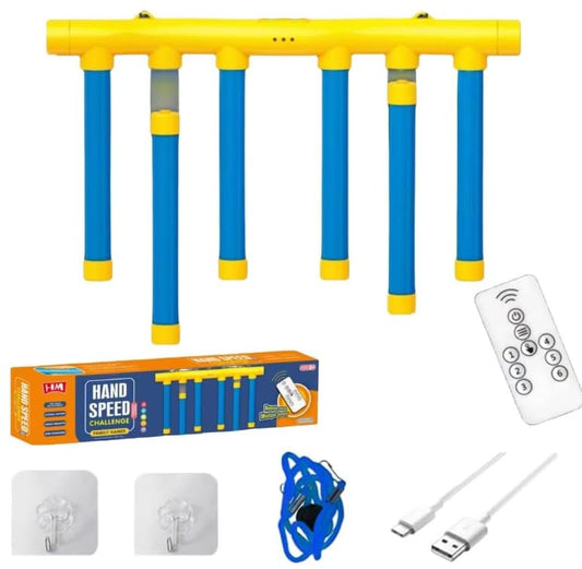Reflex Drop Sticks Challenge Game, Reaction Time Training, Hand Eye Coordination Training, Upgrade Remote Control 3 Adjustable Speed Modes Hand, Fun Catching Stick Game (Yellow)