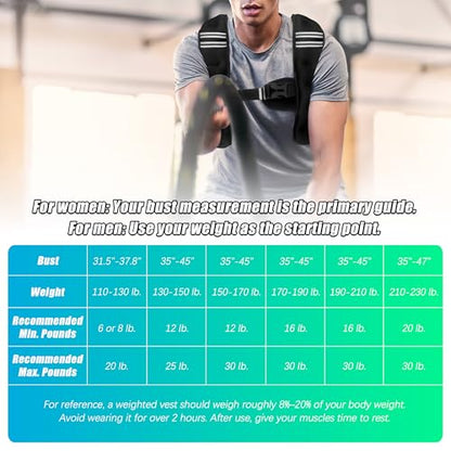 WTREE Weighted Vest Men or Women - Weights with Reflective Stripe, Weighted vest for Workout Equipment for Strength Training Night Running - size: 6 Lb