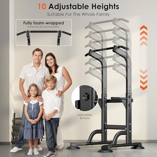 SogesPower Power Tower Dip Station Pull Up Bar for Home Gym Adjustable Height Strength Training Workout Equipment,Pull Up Bar Station