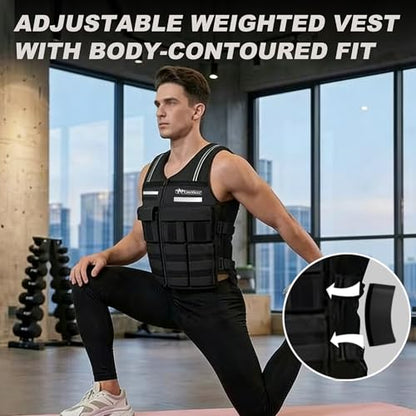 Adjustable Weighted Vest for Men Women (2-40LB), Soft Silicone Counterweight-providing a snug,comfortable fit,Removable & No-Bounce Design, Rucking, Running, Strength Training, Gym, with Reflective Strip - size: 2-30LB
