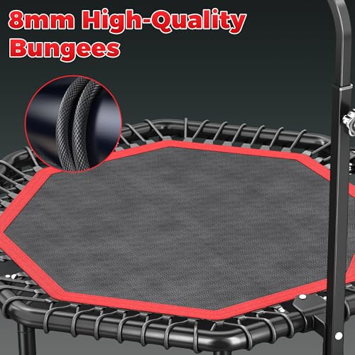 HYD-Parts 40"/48“ Rebounder Trampoline for Adults with Bungee Cords, Portable Fitness Exercise Mini Trampoline, Small Rebounder Indoor/Outdoor, Quiet Workout Equipment, 450lbs/550lbs