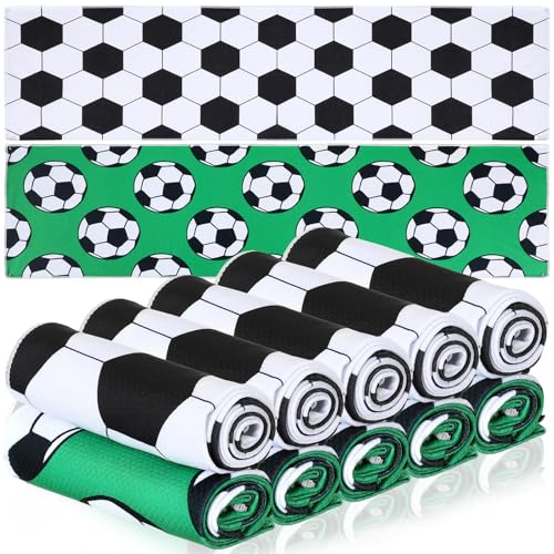 12 Pcs Soccer Cooling Towels 30" x 9" Quick Dry Microfiber Sweat Towels for Workout, Gym, Running, Soccer Teams Sports Fans Party Favors Gifts - style: Soccer