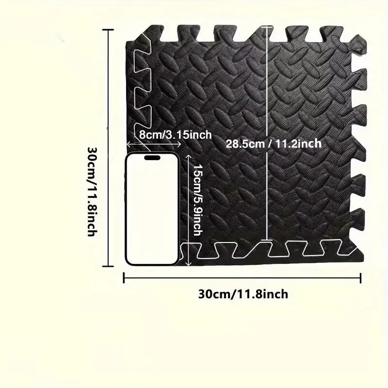 Boolavard Puzzle Exercise Mat ½ in, EVA Interlocking Foam Floor Tiles for Home Gym, Mat for Home Workout Equipment, Floor Padding for Kids (Black - 1/2 Inch - 12 Sq Ft - 12 Tiles)