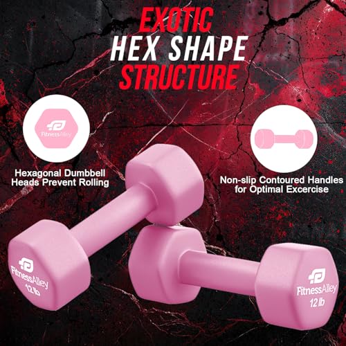 Neoprene Coated Workout Dumbbells set of 2 – Anti Roll, Non Slip with Smooth Grip Fitness & Exercise Dumbbells – Hexagon Shaped Hand Weights for Women & Men – Best Choice for Gyms & home use - color: 02lb - Light Pink