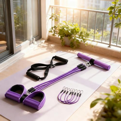 Upgrade 4-Tube Pedal Ankle Puller Resistance Bands with Two Extra Handles,Pedal Puller Resistance Band with Handle for Home Gym,Yoga & Pilates,Ideal to Tone Arms,Abs,Waist Unisex