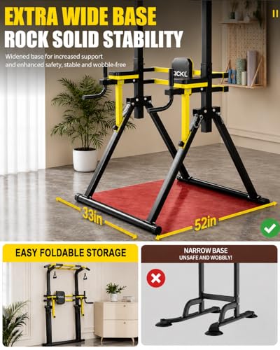 Foldable Pull Up Bar Free Standing, Upgraded Free Standing Pull Up Bar Station, Multi-function Power Tower Dip Bar, Assistance Bands Home Gym Strength Training Equipment