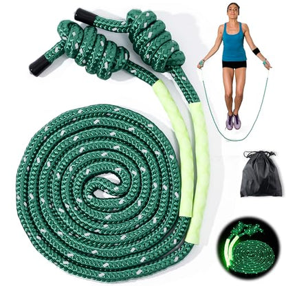 Flow Exercise Jump Rope - Long Weighted Jumping Rope for Workout Women Men Fitness, Adjustable Double Woven Heavy Jumprope for Indoor Outdoor Adults Beginner Training Boxing Cardio