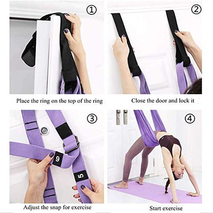 Multi-Purpose Waist Exercise Band - Waist Back Bend Assist Trainer Flexibility & Yoga Stretching Leg Stretcher Strap w/Door Anchor for Dance Gymnastics Training Fitness