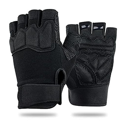 FIORETTO Fingerless Gloves for Men, Breathable Grip Palm Gloves for Motorcycle Riding, Driving, Cycling, Exercise, Workout, Climbing, Hiking and Outdoor Activities M210603