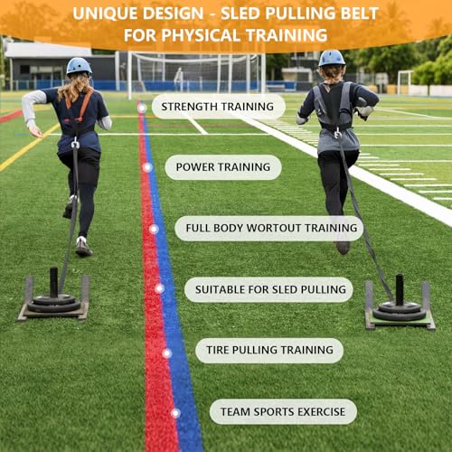 Sled Pulling Belt Set, Adjustable Waist Strap with Pulling Rope - size: 9.8ft