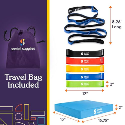SPECIAL SUPPLIES Balance Board and Yoga Strap Set with Exercise Bands for Stretching, Stability Training, Fitness, Flexibility, Physical Therapy, Home Workout Equipment, Strength Training, and Pilates