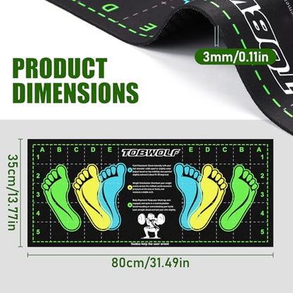 31.5'' X 13.8'' Non-Slip Squat Mat with Foot Position, Pro-Grade Exercise Mat Great for Squats, Leg and Lunges, Improving Muscle Activation, Versatility and Safety, Ideal for Home Fitness Enthusiasts