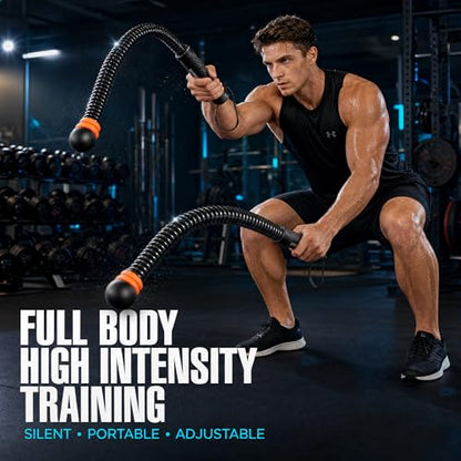 Ropeless Battle Ropes:Adjustable Resistance&Portable | High-intensity interval training (HIIT); Deep core muscle targeting; Whole-body coordination improvement