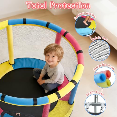 Trampoline for Kids with Safety Enclosure Net, Indoor & Outdoor Toddler Trampoline, 47" Baby Mini Recreational Trampolines, Safe No-Gap Design, Birthday Gifts for Children & Boys & Girls, Age 1-8