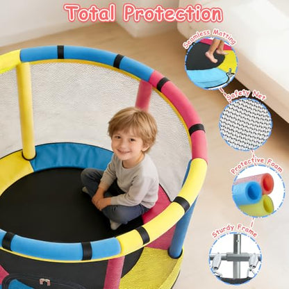 Trampoline for Kids with Safety Enclosure Net, Indoor & Outdoor Toddler Trampoline, 47" Baby Mini Recreational Trampolines, Safe No-Gap Design, Birthday Gifts for Children & Boys & Girls, Age 1-8