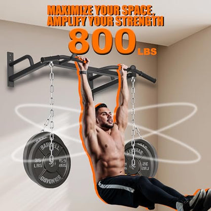 Wall Mounted Pull Up Bar - Heavy Duty Chin Up Bar, Pull-Up Bar for Garage, Joist, Wall Mount - Multifunctional Fitness Bar, Supports up to 600 Lbs - color: Multigrip-Black