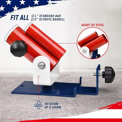 Yes4All Exercise Machine Adjustable T Bar Row Attachment, D Row Handle/Landmine Handle Attachment with Textured Rubber Handles - color: B. American Pride - T Bar Row Platform