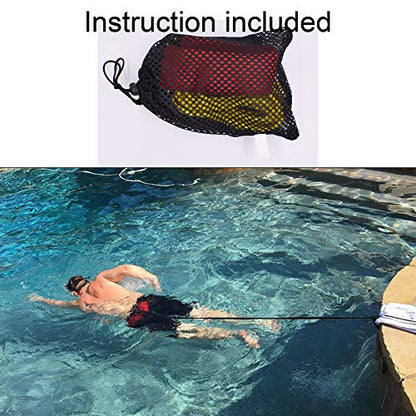 Swimming Bungee Resistance Training Belt Swim Exerciser Tether (One Waist Belt, Bungee Cord, Storage Bag)