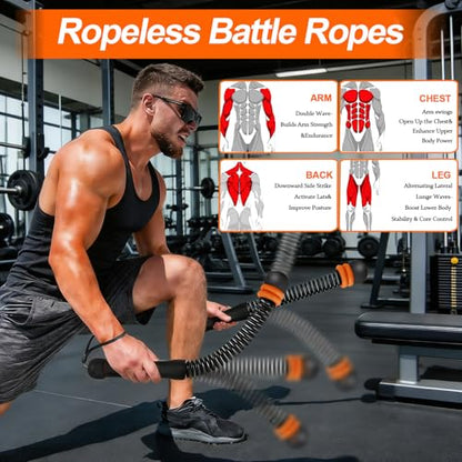 Ropeless Battle Ropes,Weighted Cordless Battle Ropes for Home Gym, Portable Full Body HIIT Cardio & Arm Strength Training, Low-Impact Fitness Exercise Heavy Gear for Men & Women