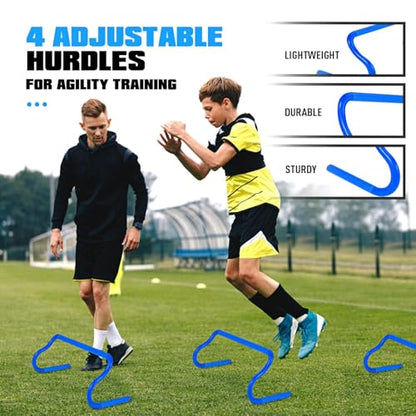 Agility Training Equipment, Soccer Training Equipment, Agility Speed Training Set for Kid Youth Adult, 20FT Agility Ladder, 4 Hurdles,12 Soccer Cones, Jump Rope, Running Parachute, Drill Charts