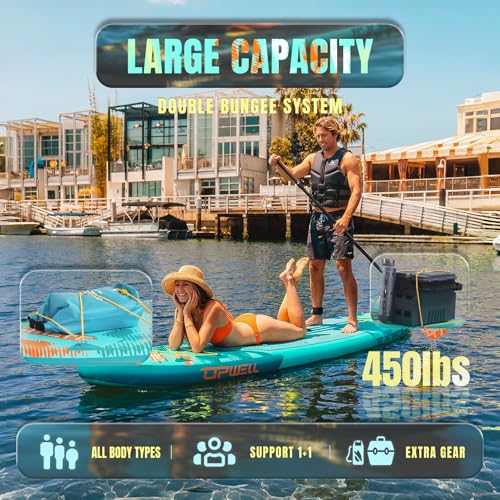 11'×34" Stand Up Paddle Board, SUP Board for Adults & Teens, Inflatable SUP Board with Premium Accessories, 120L Backpack, Paddle, Leash, Hand Pump, Fins
