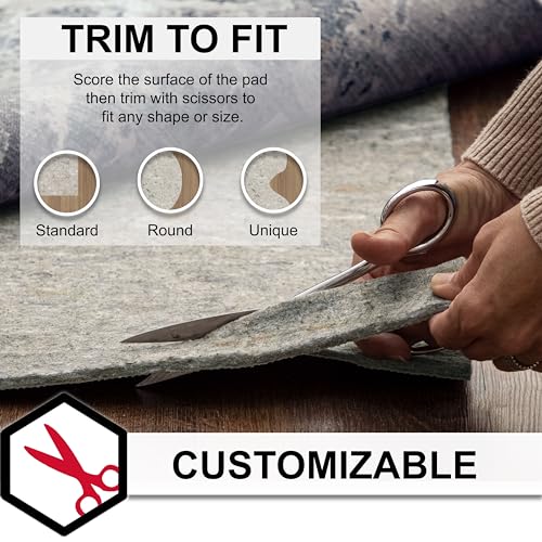 Mohawk Home Non Slip Rug Pad 4' 11" x 7' 6"- 1/4" Thick Felt + Latex Rubber Gripper - Dual Surface Cushion for Hardwood, Carpet, Tile Floors, Made in USA - size: 4'11" x 7'6" (Rectangular), style: 1/4 Inch Dual Surface Rug Pad