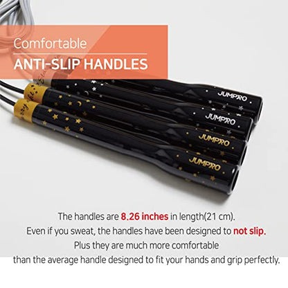 Skipping Jump Rope for Fitness Workout - Light Weight, Adjustable, Tangle Free, Excellent line control for Cardio Boxing, CrossFit, Training Exercise All Ages and Gender ( Special Luxury, KA-220, Made in Korea)