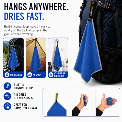 Backpacking Ultralight Quick Dry Microfiber Soft Fast Drying Hand and Face Towel Wash Cloth Camping Yoga Hiking Active Lifestyle Small (Blue, Small)